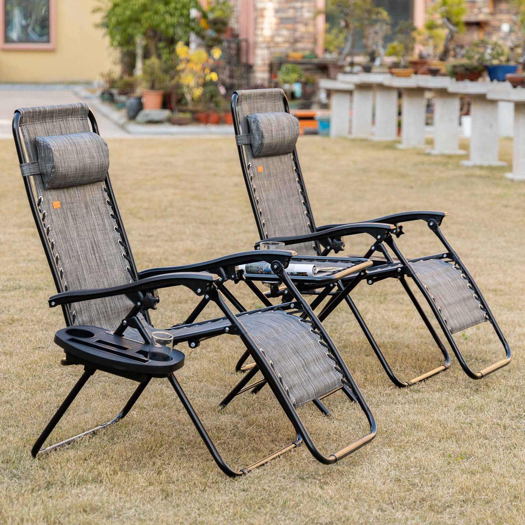 Outsunny Zero Gravity Chair Set with Side Table and Cup Holder detail image 18