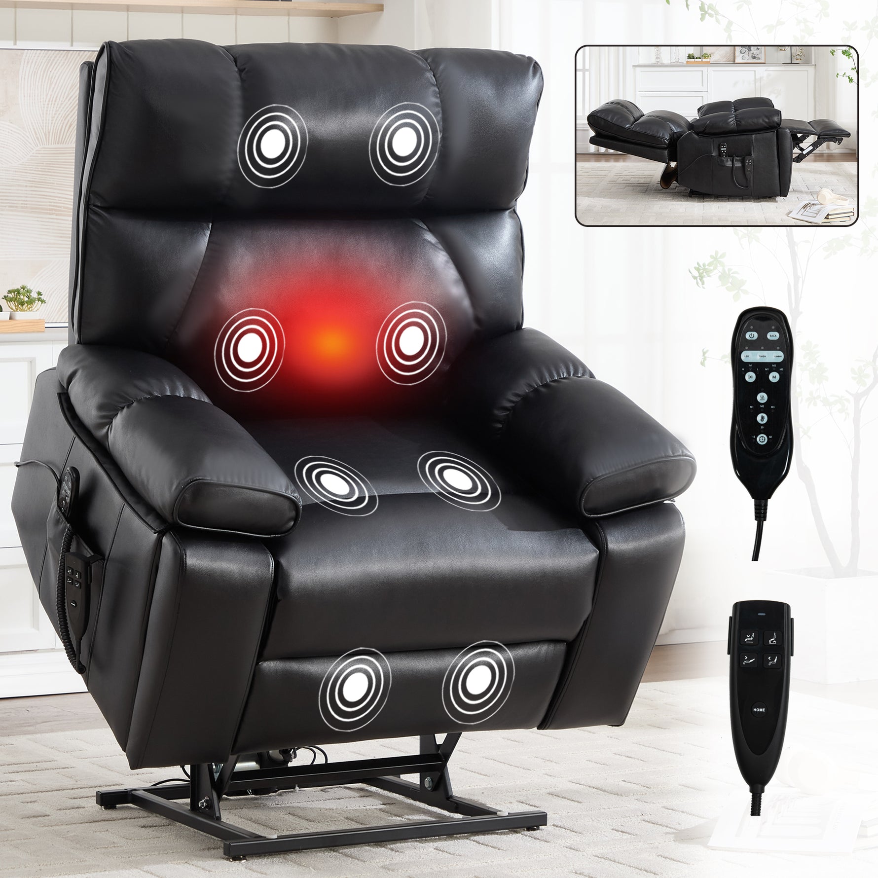 Dual-Motor Power Lift Recliner with Heat & Massage, 350 lb Capacity detail image 36