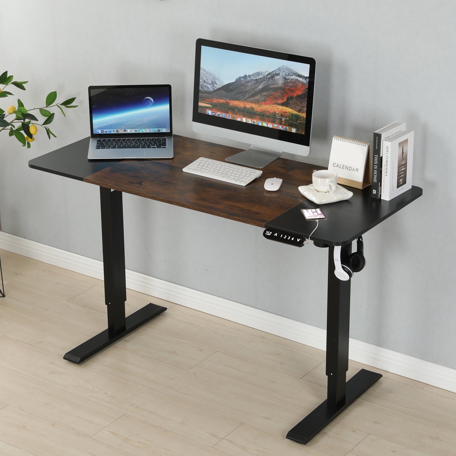 55" x 24" Electric Standing Desk workspace desk setup