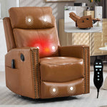 Genuine Leather Heat Massage Manual Recliner Chair with Rocker and Swivel for Living Room detail image 55