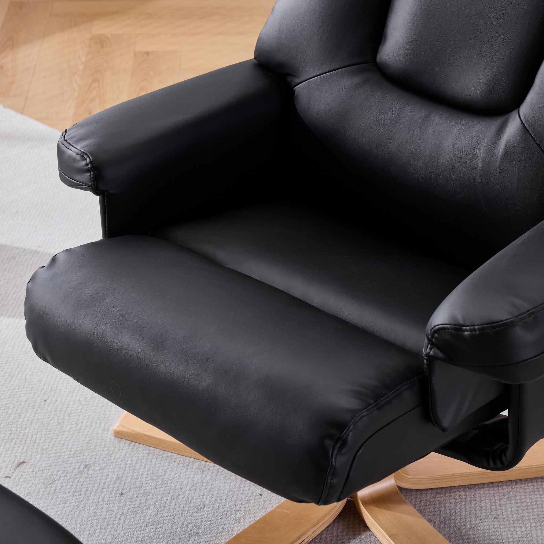 Modern Heated Massage 360° Swivel Recliner Accent Chair with Ottoman, Ergonomic detail image 29