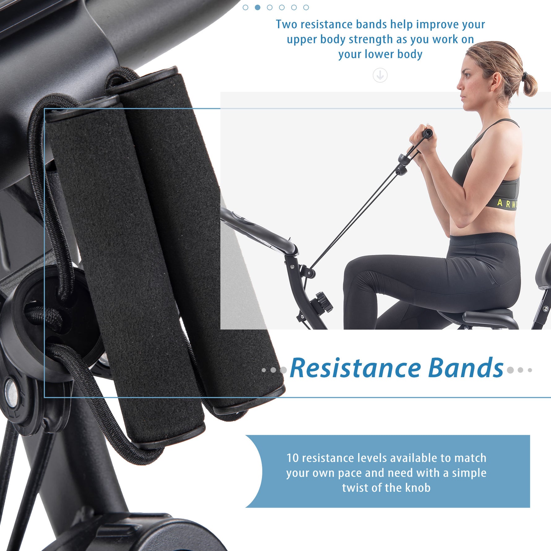 Folding Stationary Bike with 16-Level Magnetic Resistance, 300 lb Capacity detail image 26