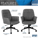 Techni Mobili Modern Upholstered Tufted Office Chair with Arms, Grey for home office seating