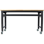 60" Rolling Adjustable Workbench, Black Hammertone workshop project bench