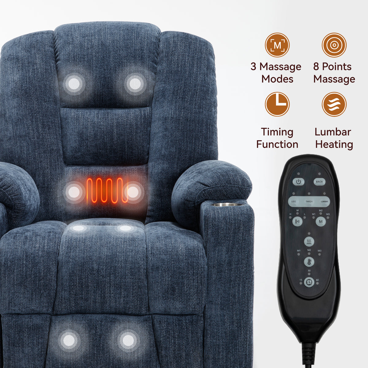 Large Dual-Motor Power Lift Heat & Massage Recliner detail image 72