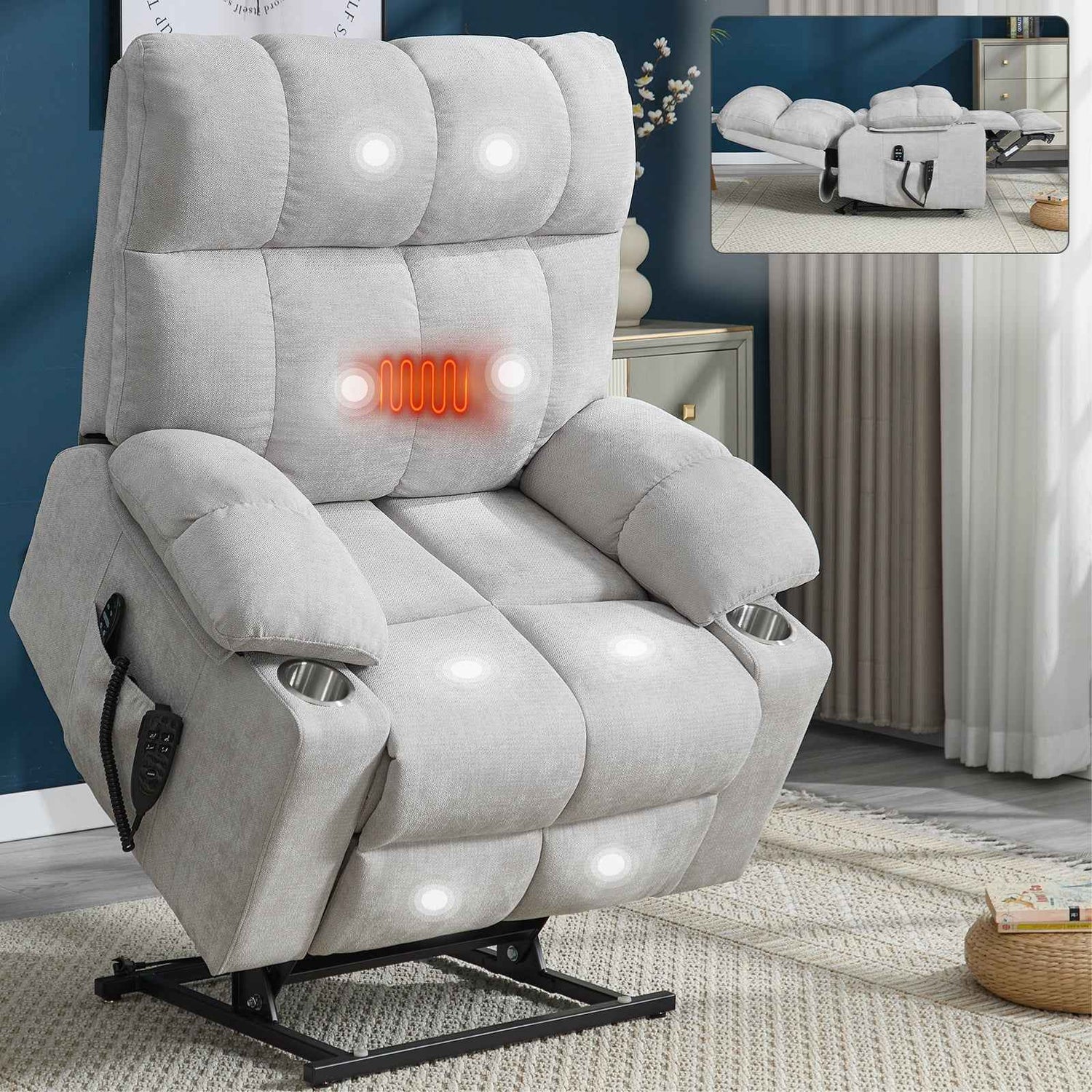 Chenille Dual-Motor Power Lift Recliner, 350 lb Capacity product image