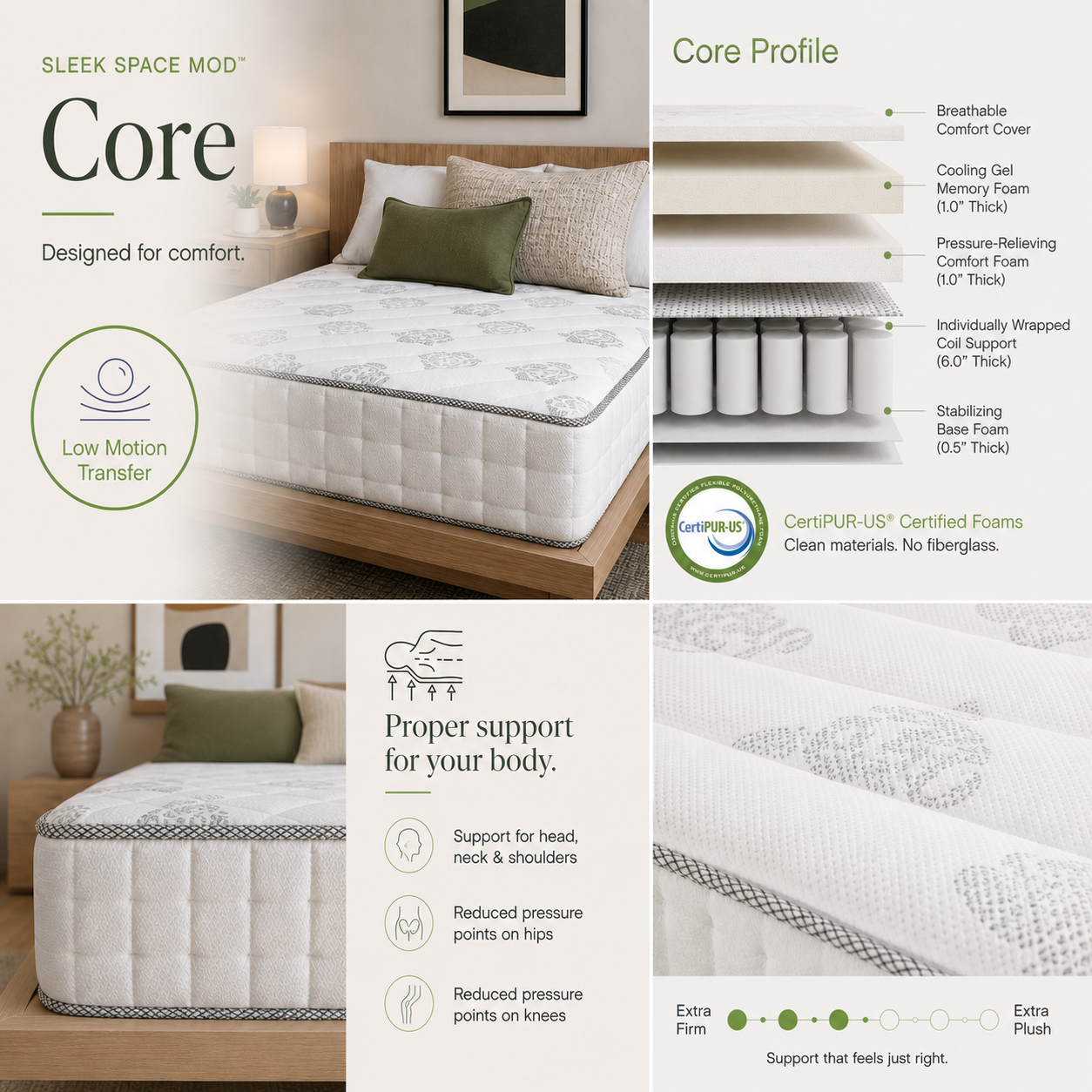 Sleek Space Mod Core 10" Hybrid Mattress product image 1
