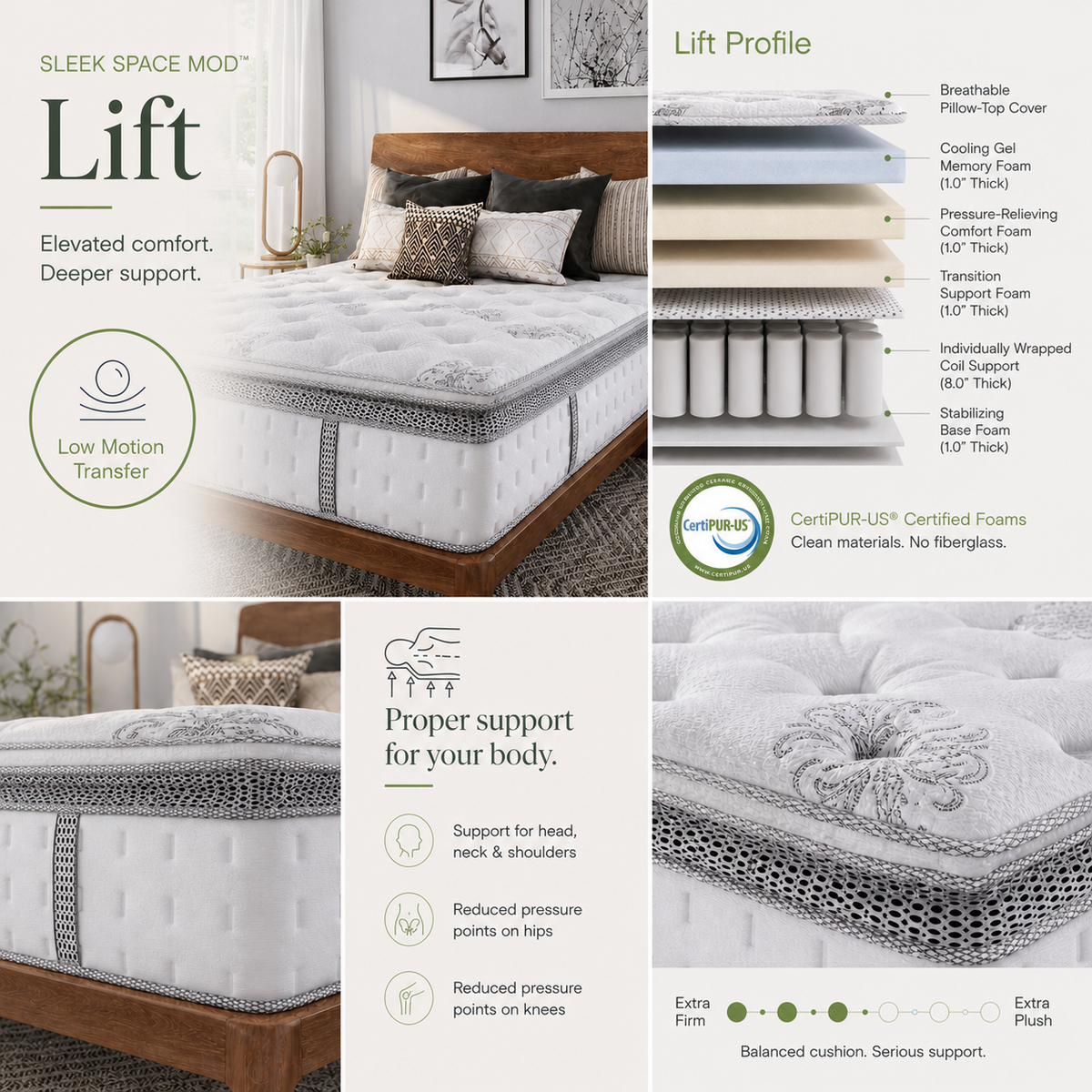 Sleek Space Mod Lift 12" Hybrid Pillow-Top Mattress product image 1