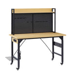 Heavy-Duty Adjustable Workbench with Pegboard & Wheels workshop project bench