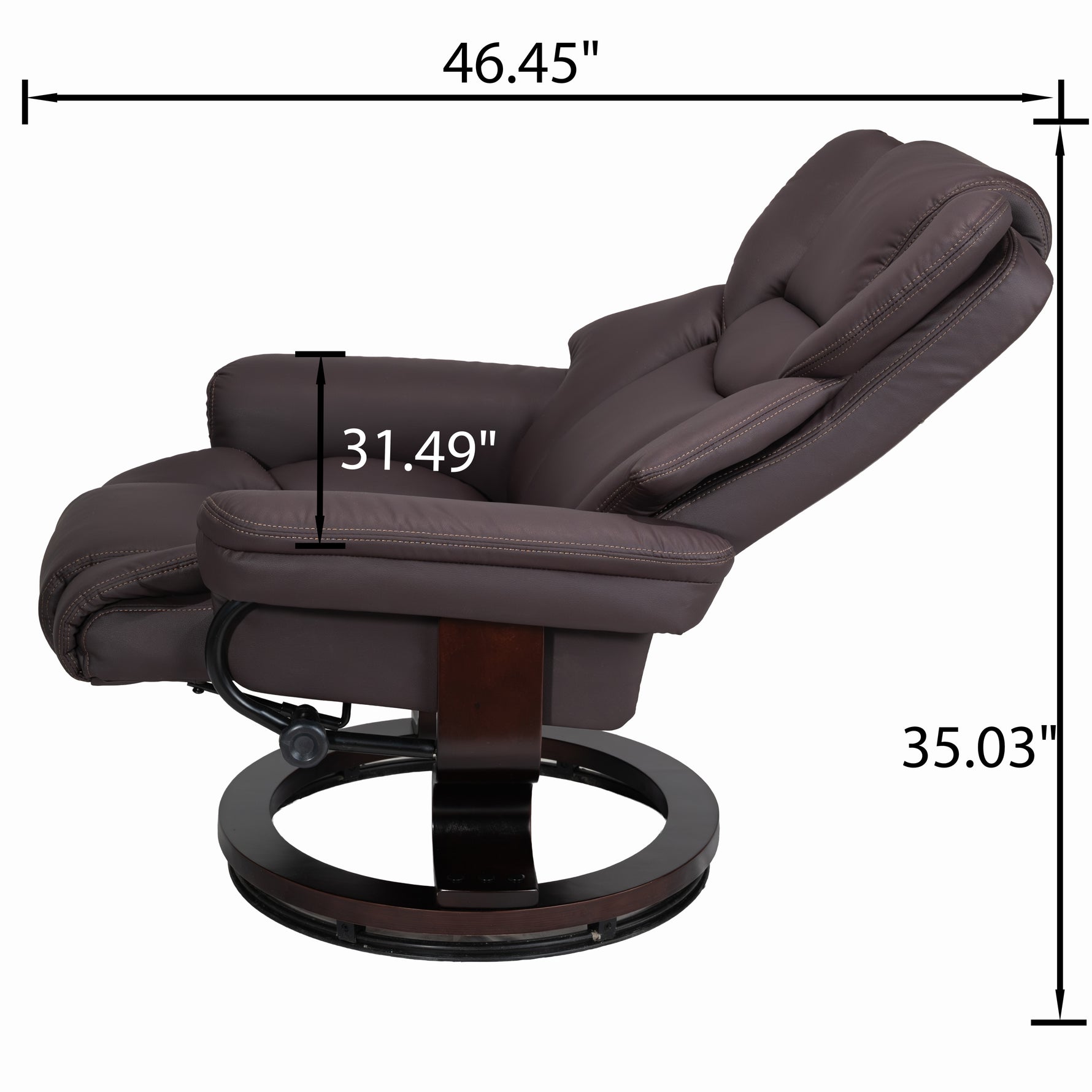 8-Point Massage Recliner with Ottoman, Heated Reclining Chair, Bent Wood Base detail image 27
