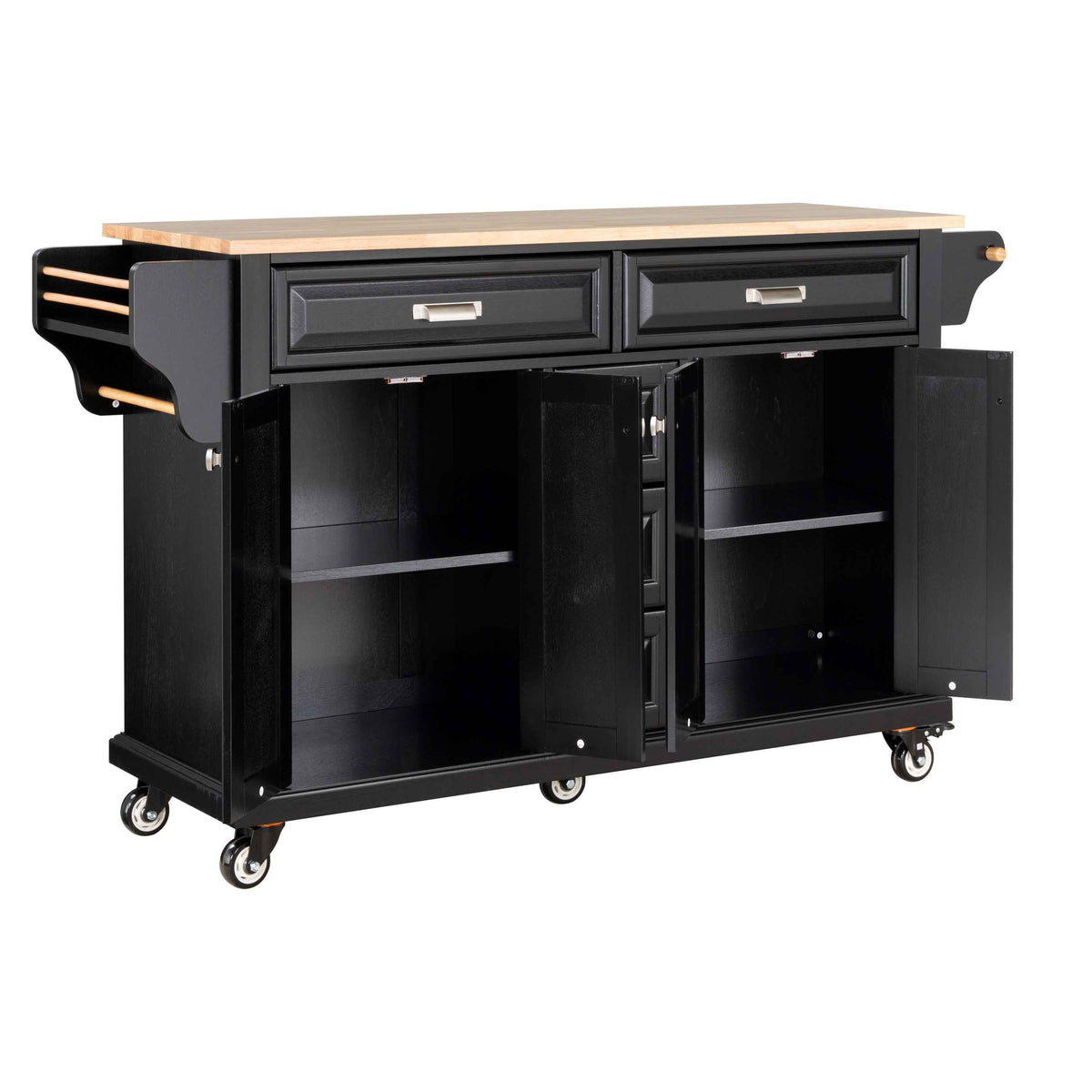 Rubberwood Kitchen Cart with 5 Drawers & Storage Cabinet product view 3