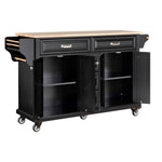 Rubberwood Kitchen Cart with 5 Drawers & Storage Cabinet product view 3