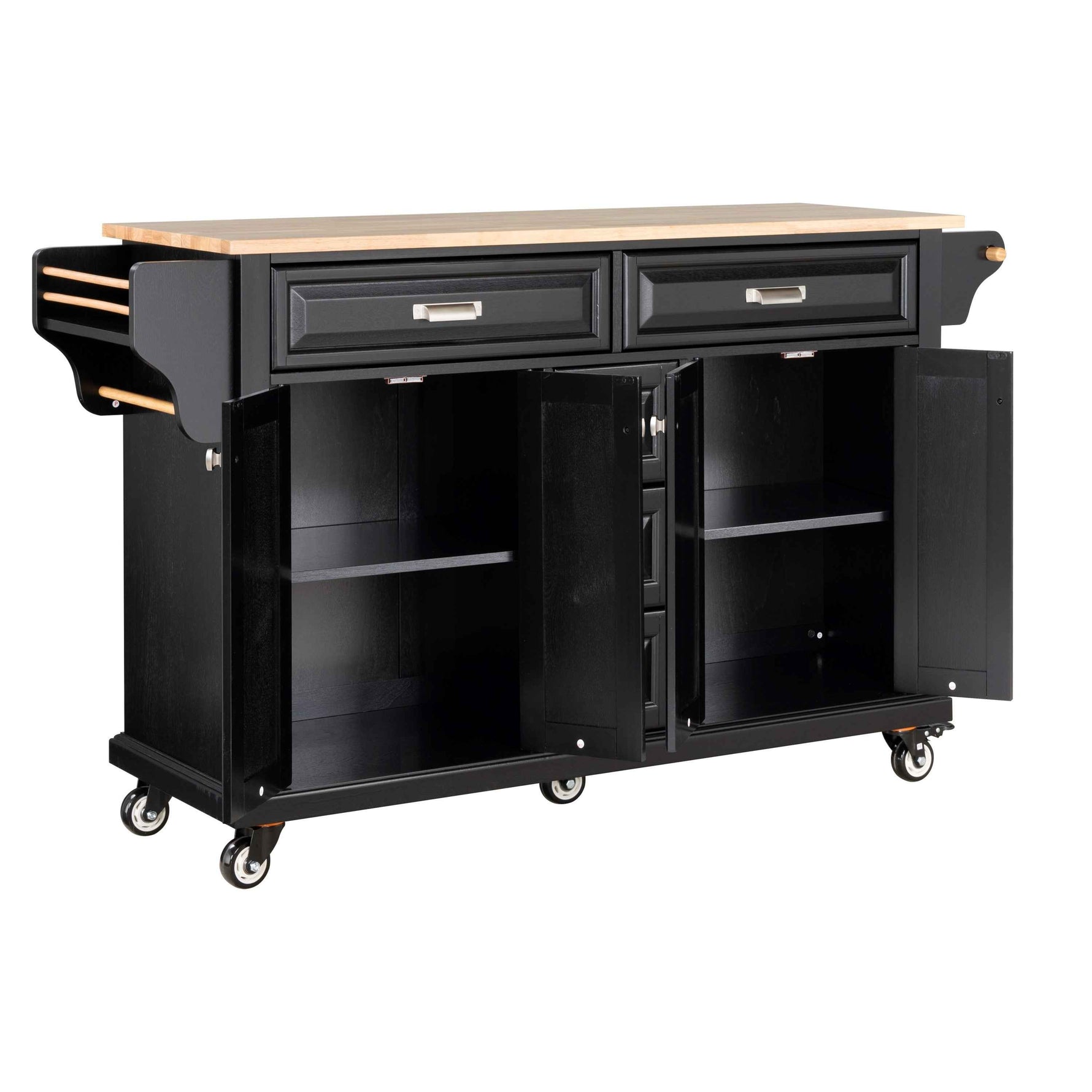 Rubberwood Kitchen Cart with 5 Drawers & Storage Cabinet product view 3