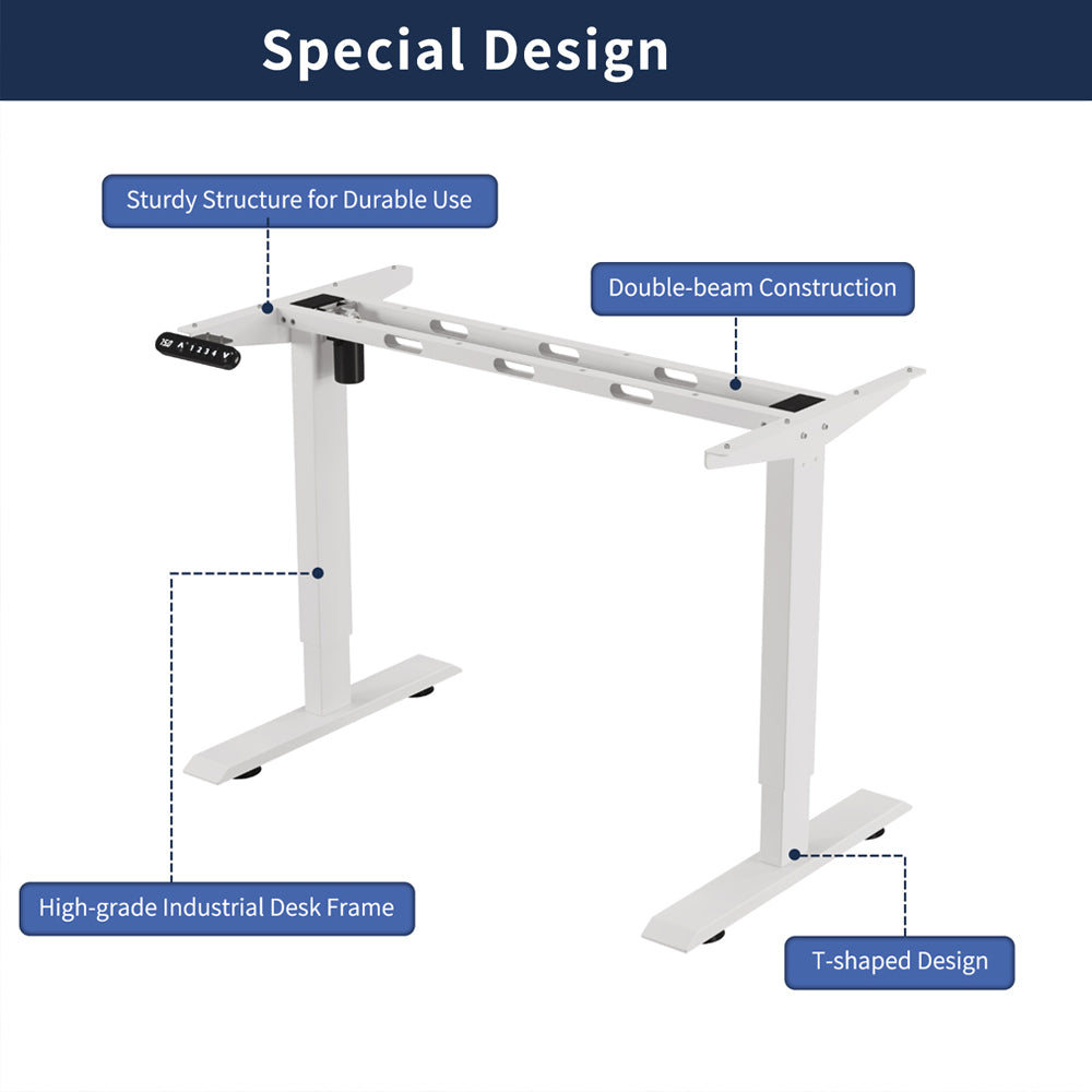 55'×24' White&Oak Electric Standing Desk Height Adjustable Desk for Home and Office Computer Table Gaming Desk Modern Lift-up Desk - Sleek Space Mod