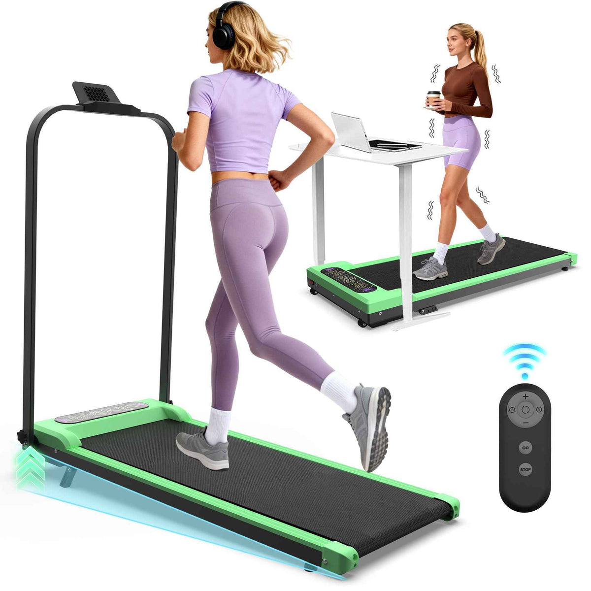 Foldable Under-Desk Walking Pad with Handlebar & Incline under-desk walking pad