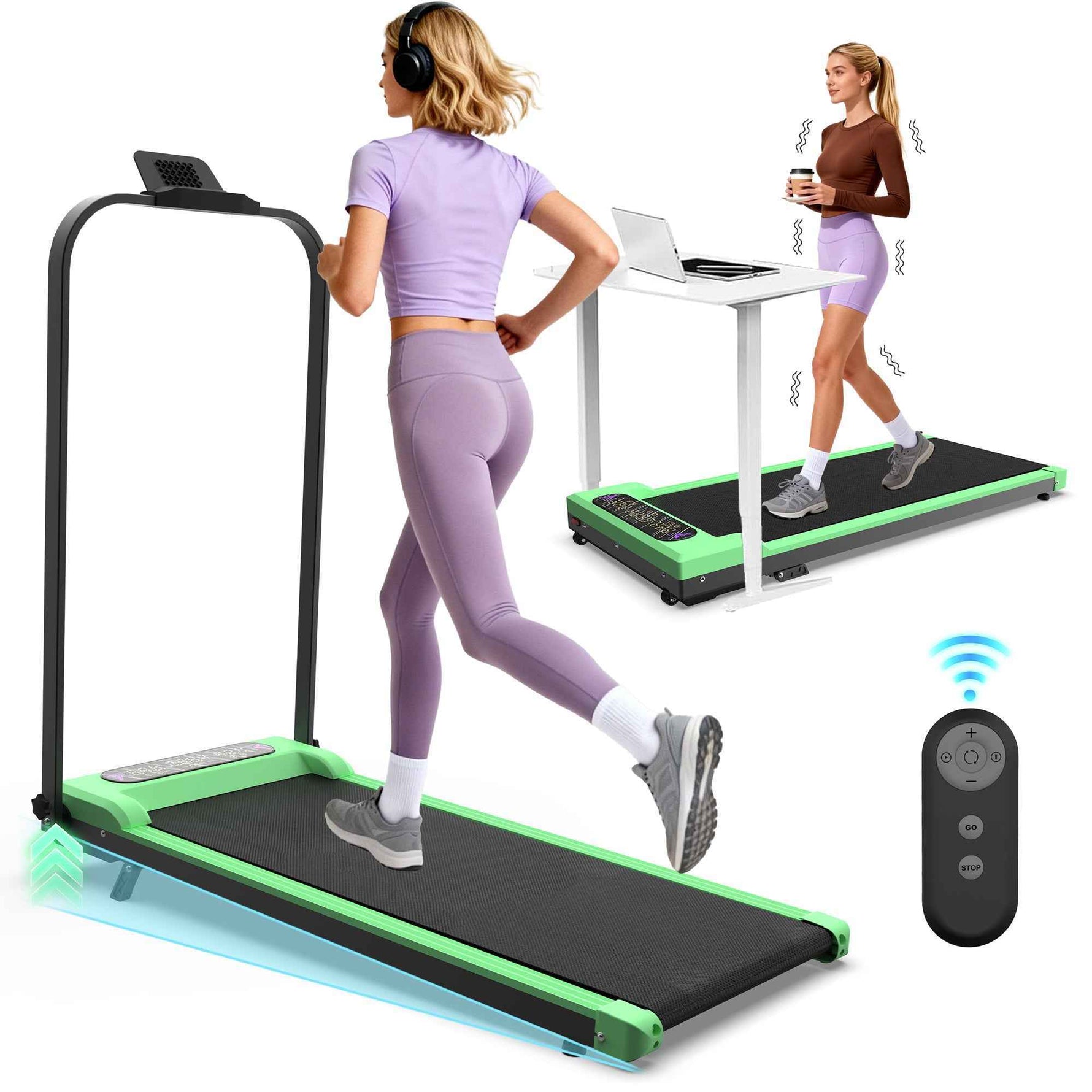 Foldable Under-Desk Walking Pad with Handlebar & Incline under-desk walking pad