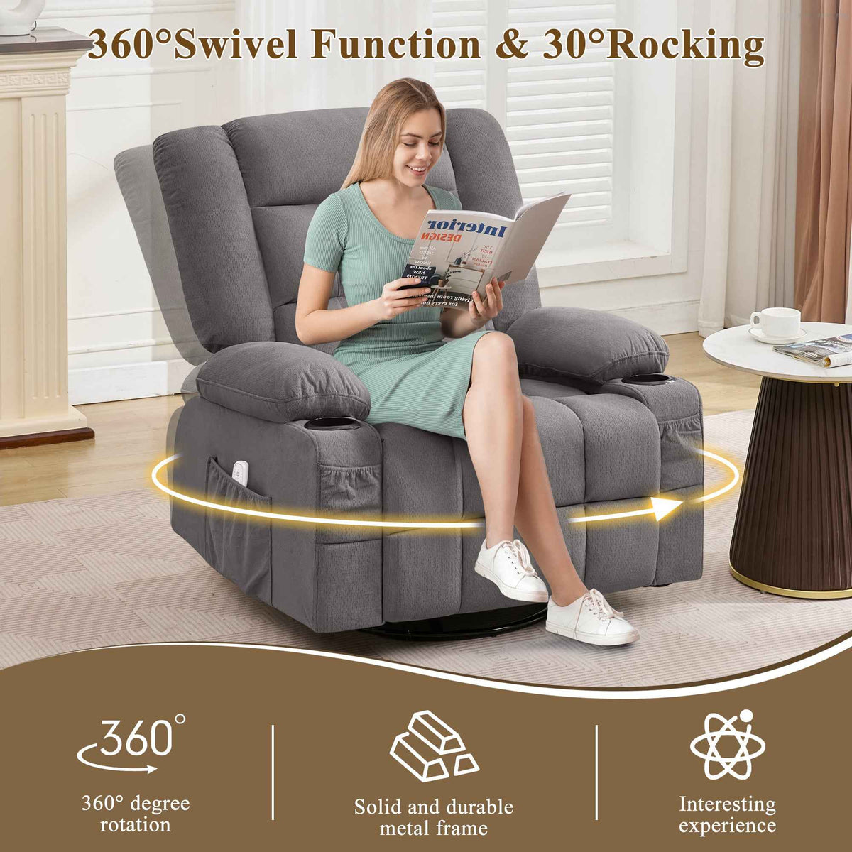 Kneading Massage Rocker Recliner with 4-Point 3D Kneading detail image 20