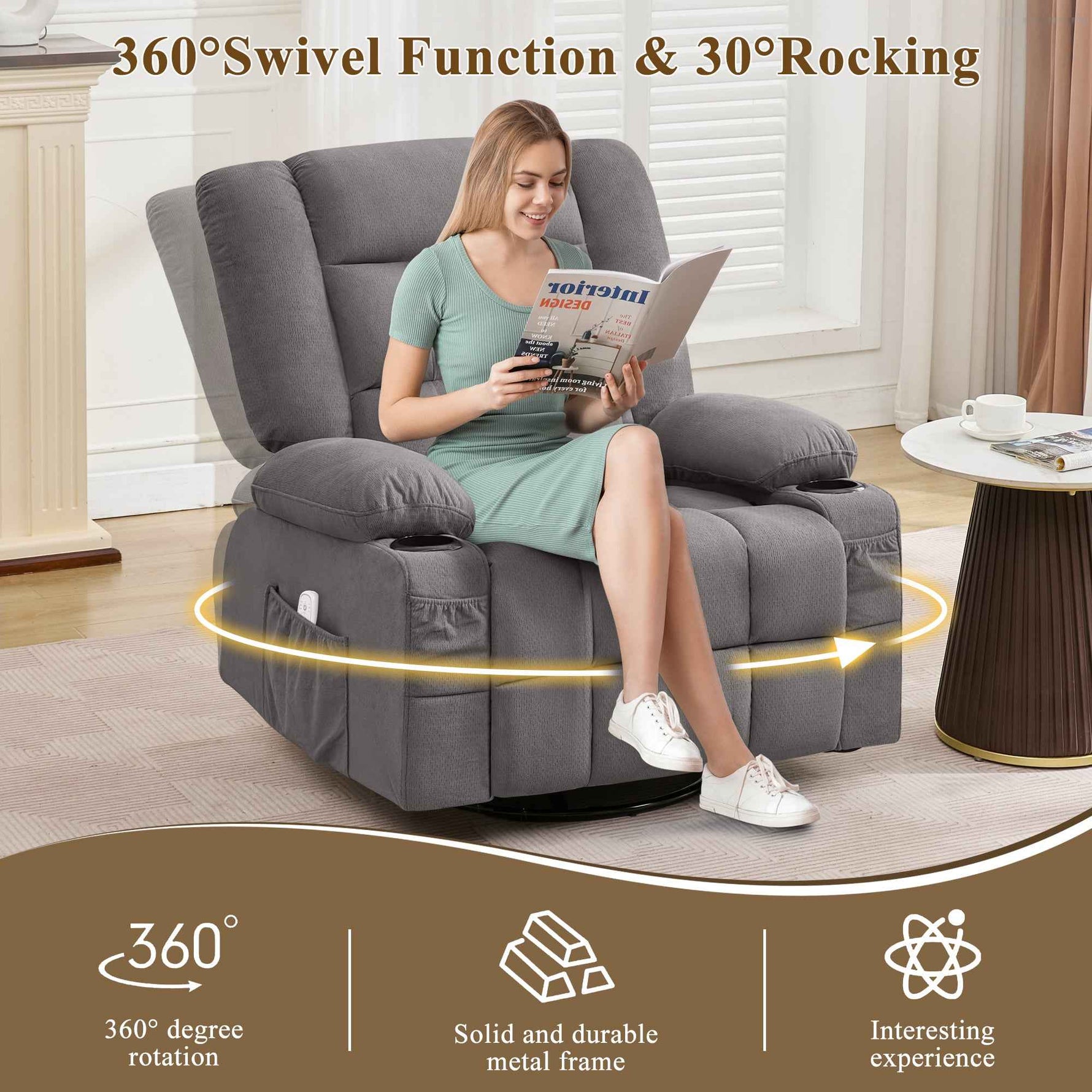 Kneading Massage Rocker Recliner with 4-Point 3D Kneading detail image 20
