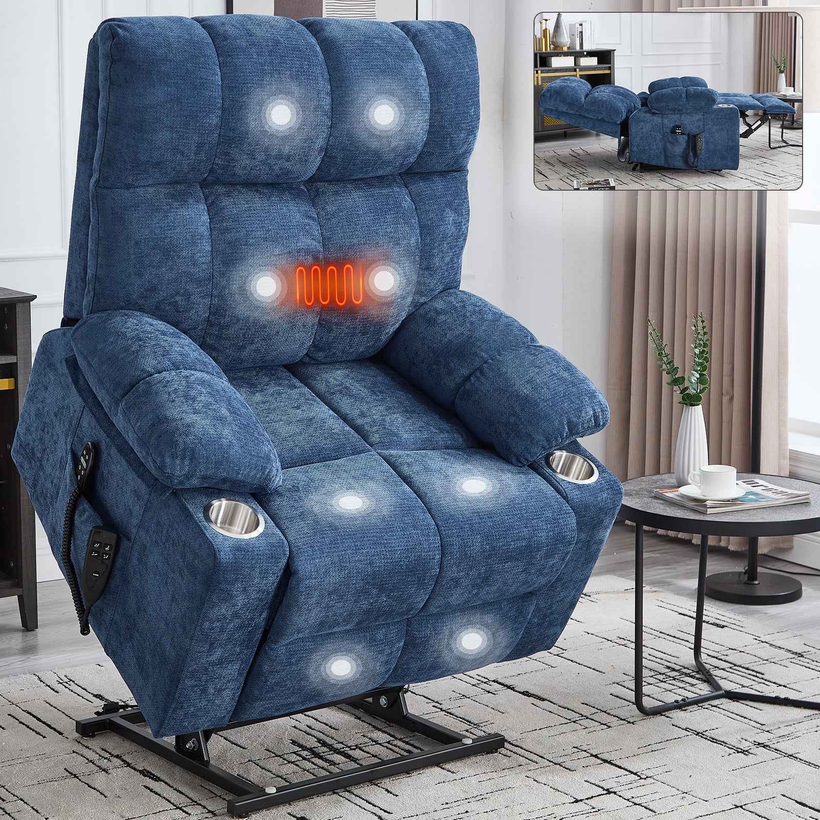 Chenille Dual-Motor Power Lift Recliner, 350 lb Capacity detail image 21
