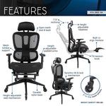 Techni Mobili Reclining Mesh Office Chair with Footrest for home office seating