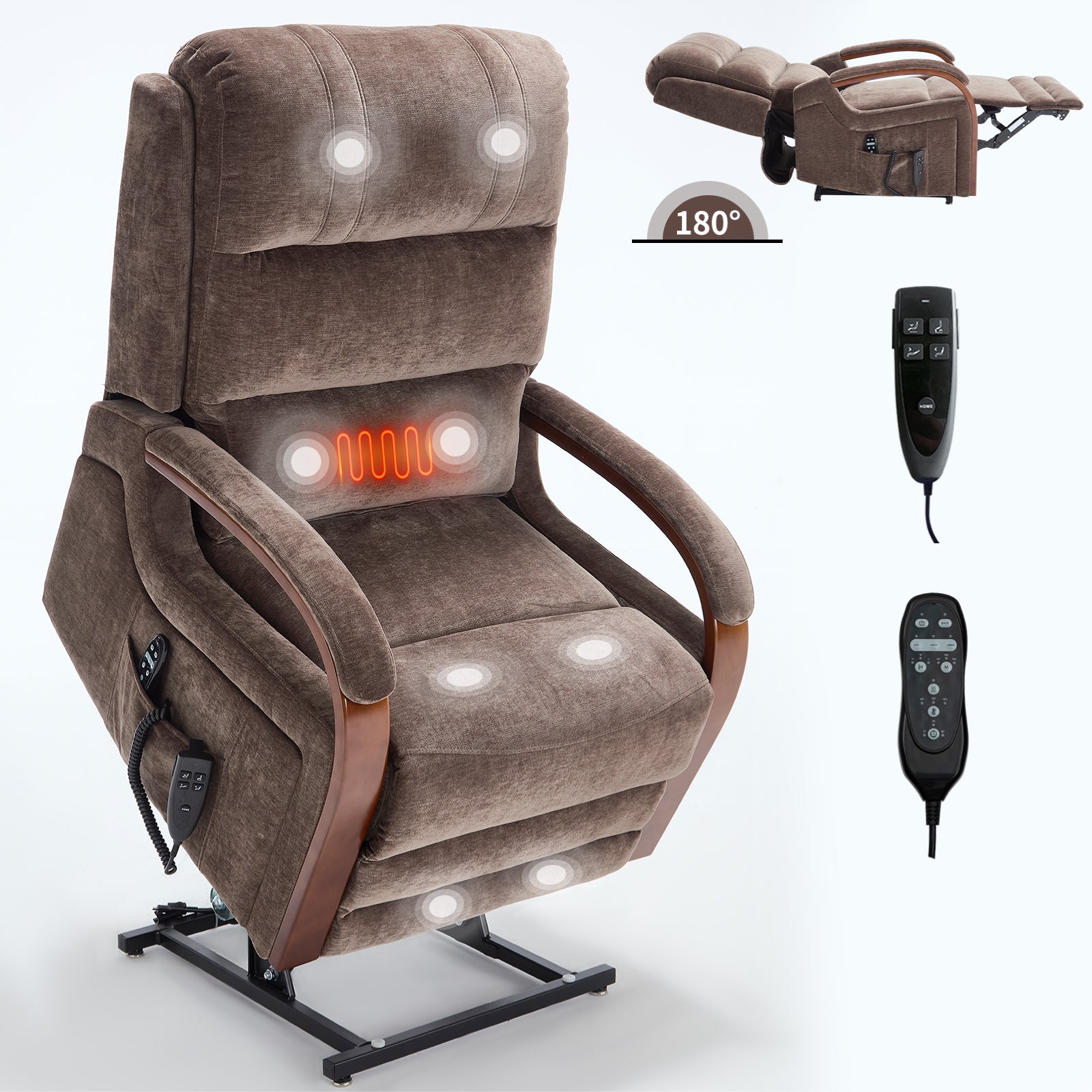 Power Chenille Lift Recliner Chair Dual Motor Infinite Position Up to 350 Pounds detail image 31