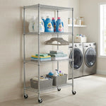 Heavy-Duty Adjustable Wire Shelving Unit with Wheels & Levelers for workshop, garage, storage, or utility use