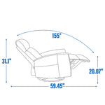 Heat Massage Manual Recliner Chair with Rocker and Swivel in Fabric for Living Room detail image 92
