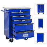 Rolling 5-Drawer Steel Tool Chest with Stainless Steel Top for workshop, garage, storage, or utility use