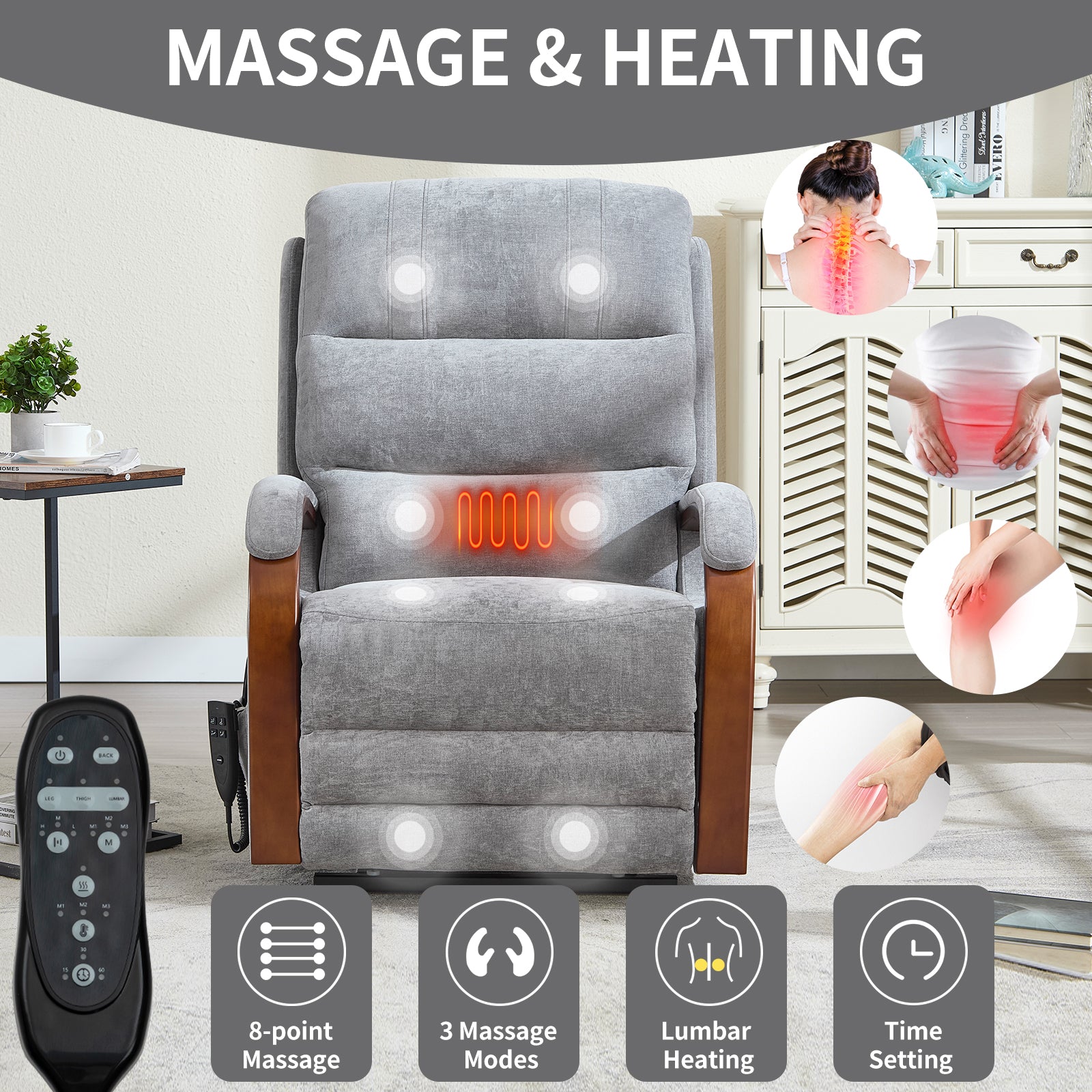 Power Chenille Lift Recliner Chair Dual Motor Infinite Position Up to 350 Pounds detail image 45