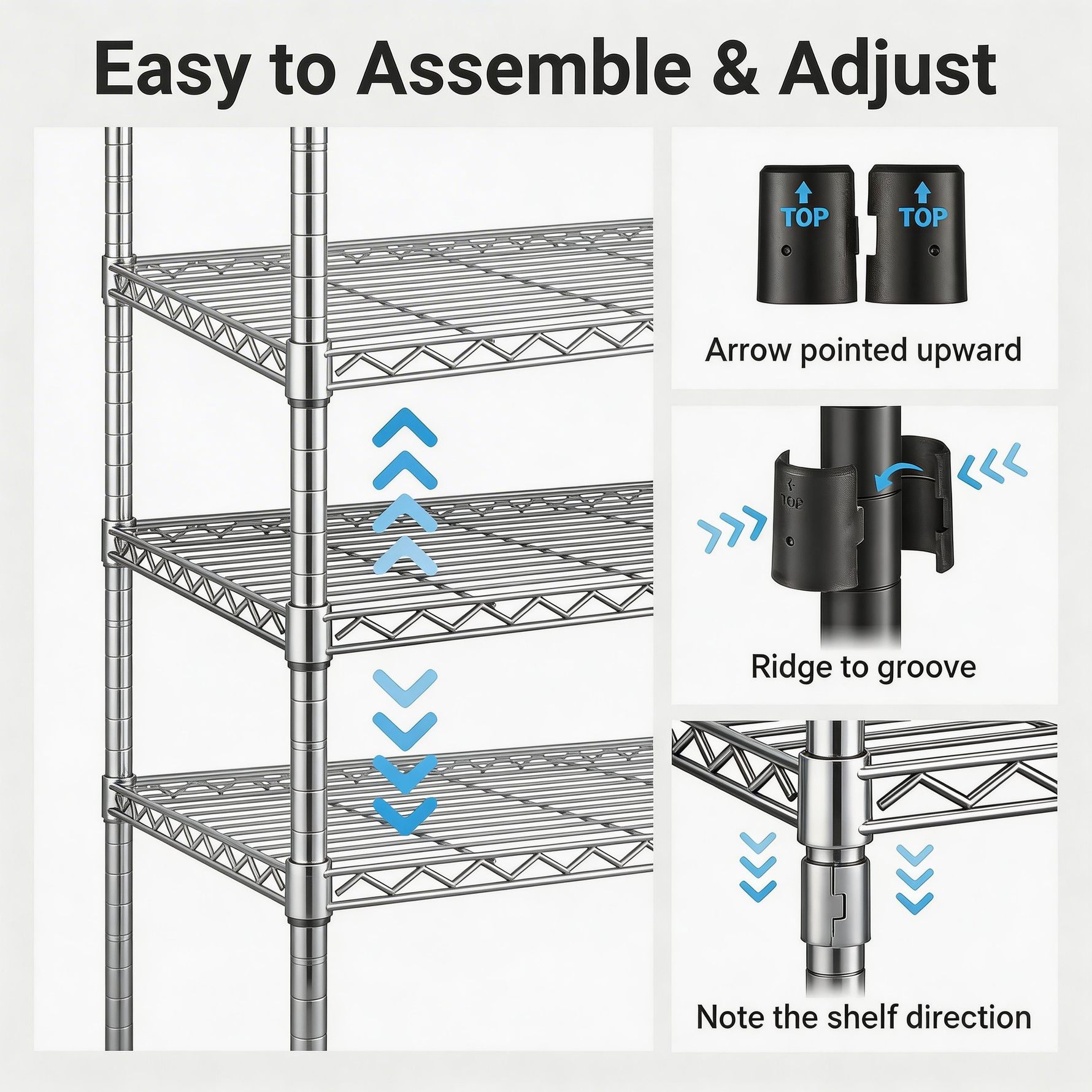 Heavy-Duty Adjustable Wire Shelving Unit with Wheels & Levelers for workshop, garage, storage, or utility use