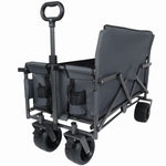 3-in-1 Folding Wagon Cart with Bench Seat & Storage for workshop, garage, storage, or utility use