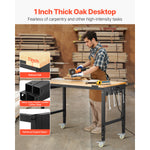 VEVOR Adjustable Height Hardwood Workbench with Power Outlets for workshop, garage, storage, or utility use