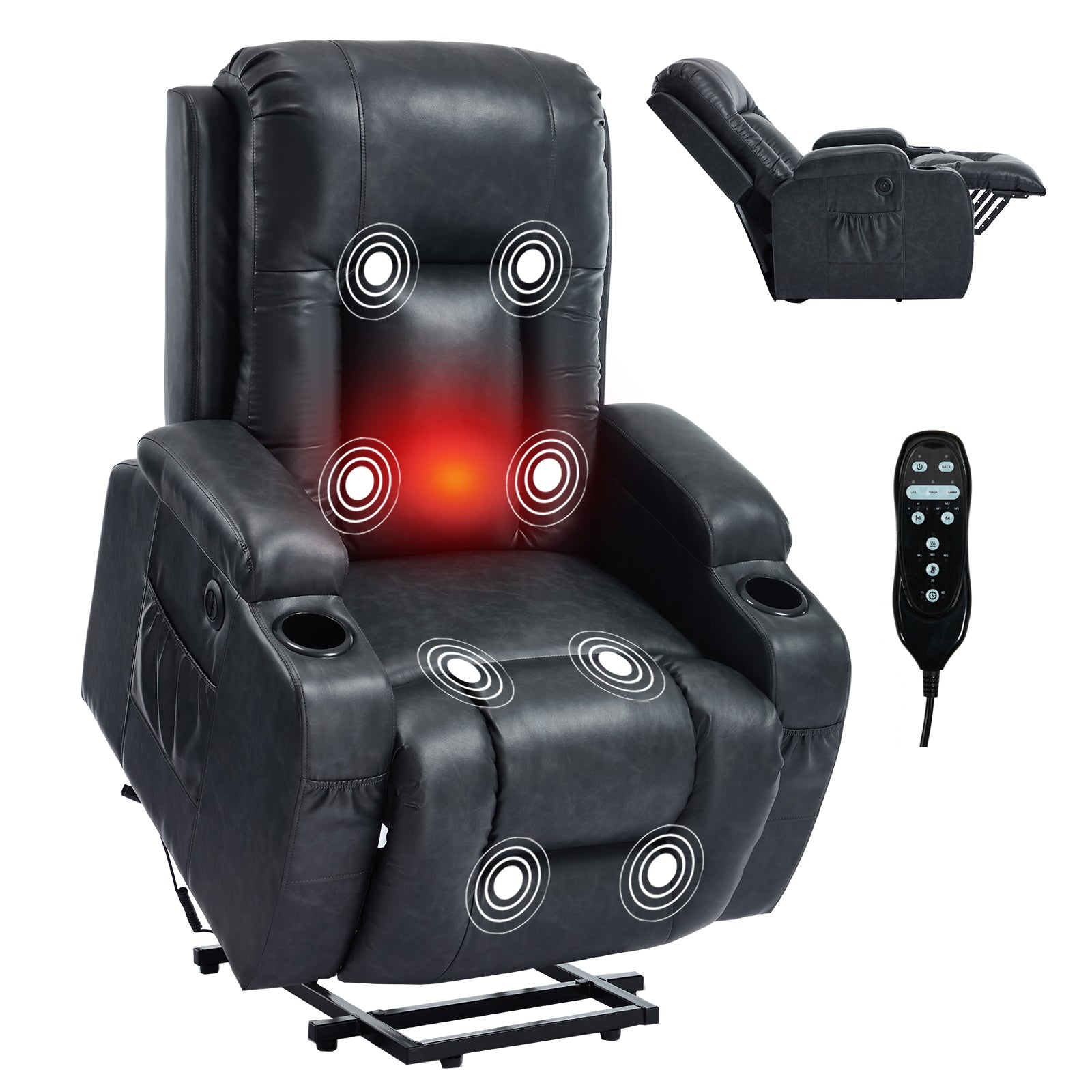 PU Infinite Position Up to 350 lb Single Motor Power Lift Recliner Chair detail image 11