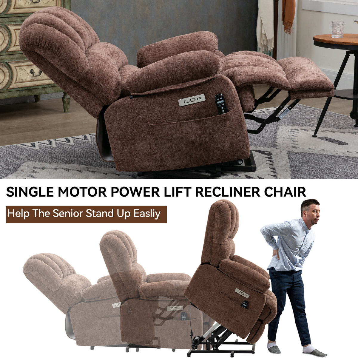 Chenille Power Lift Recliner detail image 48