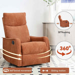 Heat Massage Manual Recliner Chair with Rocker and Swivel in Fabric for Living Room detail image 4