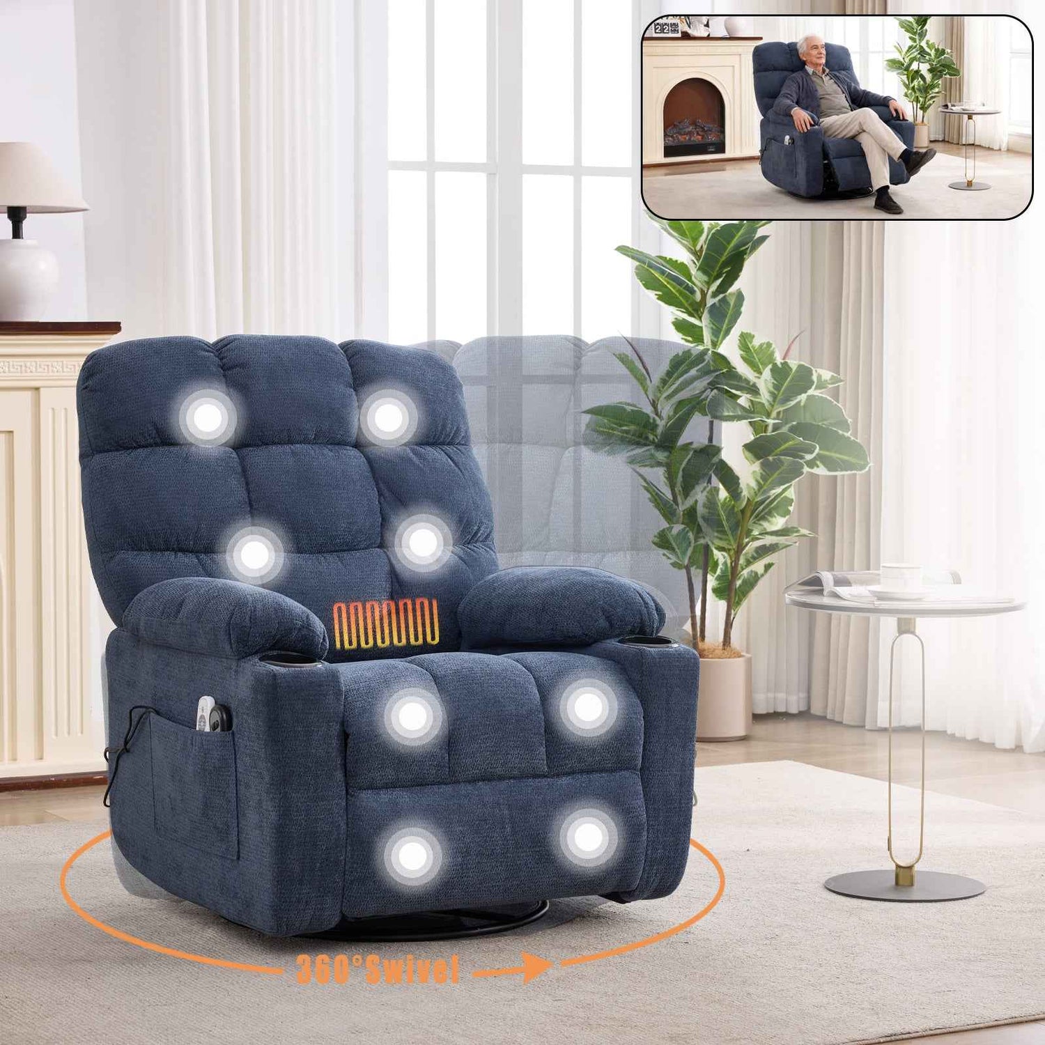 Fabric Heat & Massage Recliner detail image 2