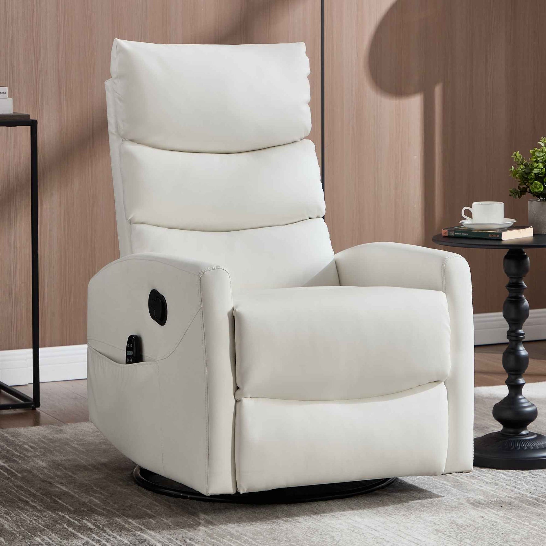 Heat Massage Manual Recliner Chair with Rocker and Swivel in Faux Leather for Living Room detail image 13