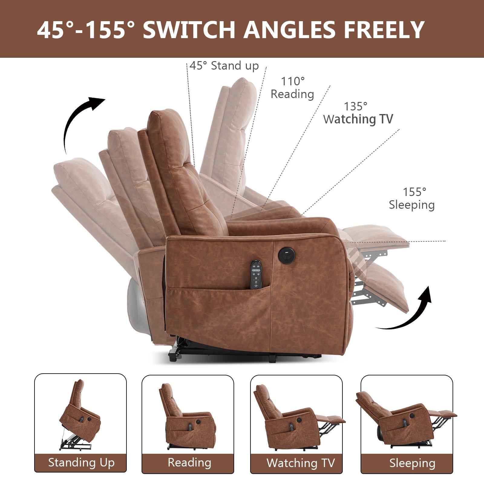 Single Motor Power Lift Recliner Chair with Massage & Heat detail image 94
