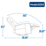 Heat Massage Manual Recliner Chair with Rocker and Swivel in Fabric for Living Room detail image 35