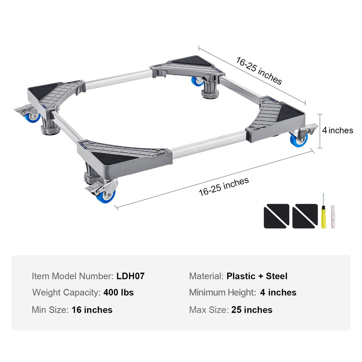 VEVOR Adjustable Appliance & Mini Fridge Stand for workshop, garage, storage, or utility use