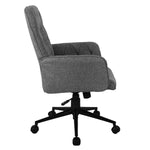 Techni Mobili Modern Upholstered Tufted Office Chair with Arms, Grey for home office seating