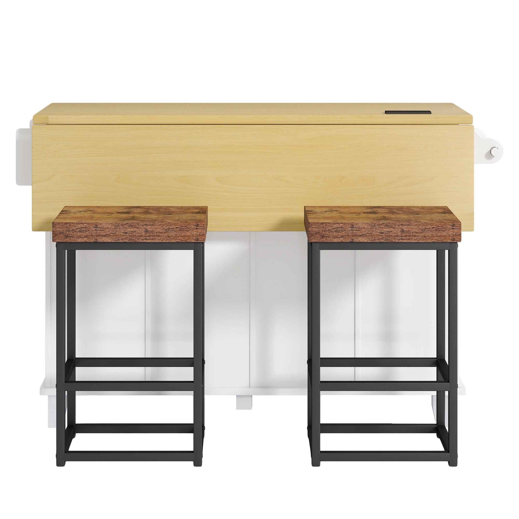 Farmhouse Kitchen Island with Drop Leaf, Power Outlet & 2 Seats product view 27