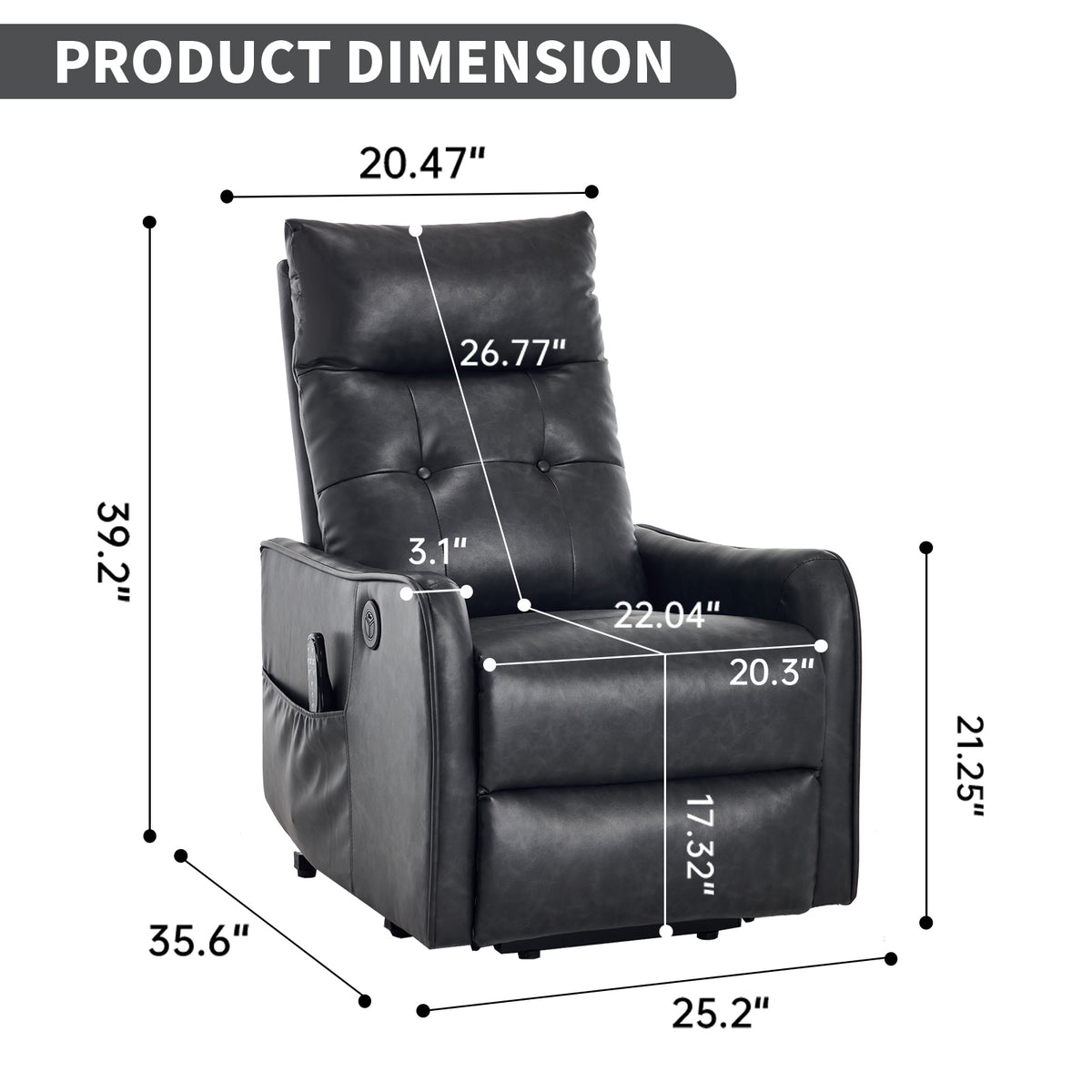 Single Motor Power Lift Recliner Chair with Massage & Heat detail image 121