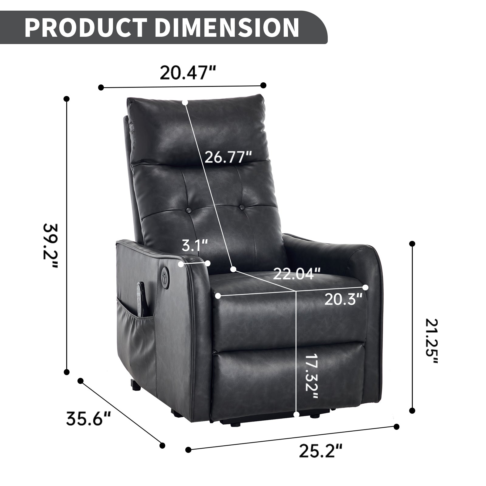 Single Motor Power Lift Recliner Chair with Massage & Heat detail image 121