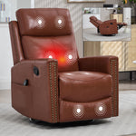 Genuine Leather Heat Massage Manual Recliner Chair with Rocker and Swivel for Living Room detail image 12