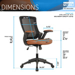 Techni Mobili Mid-Back Mesh Task Office Chair with Height Adjustable Arms for home office seating