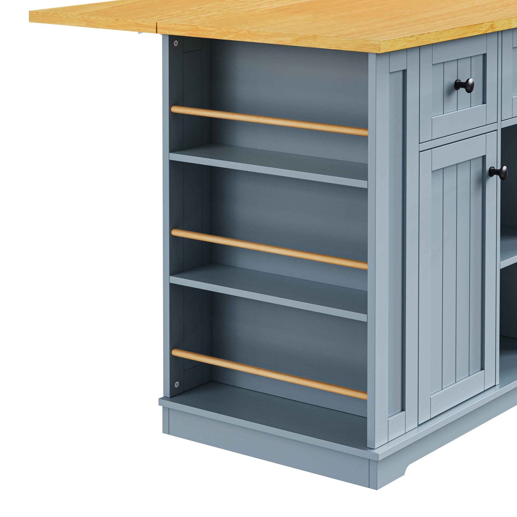 53 in. Farmhouse Kitchen Island with Power Outlet & Stools product view 84