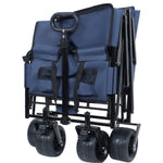 3-in-1 Folding Wagon Cart with Bench Seat & Storage for workshop, garage, storage, or utility use