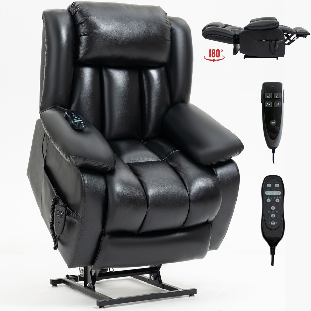 Dual-Motor Power Lift Genuine Leather Heat & Massage Recliner detail image 19