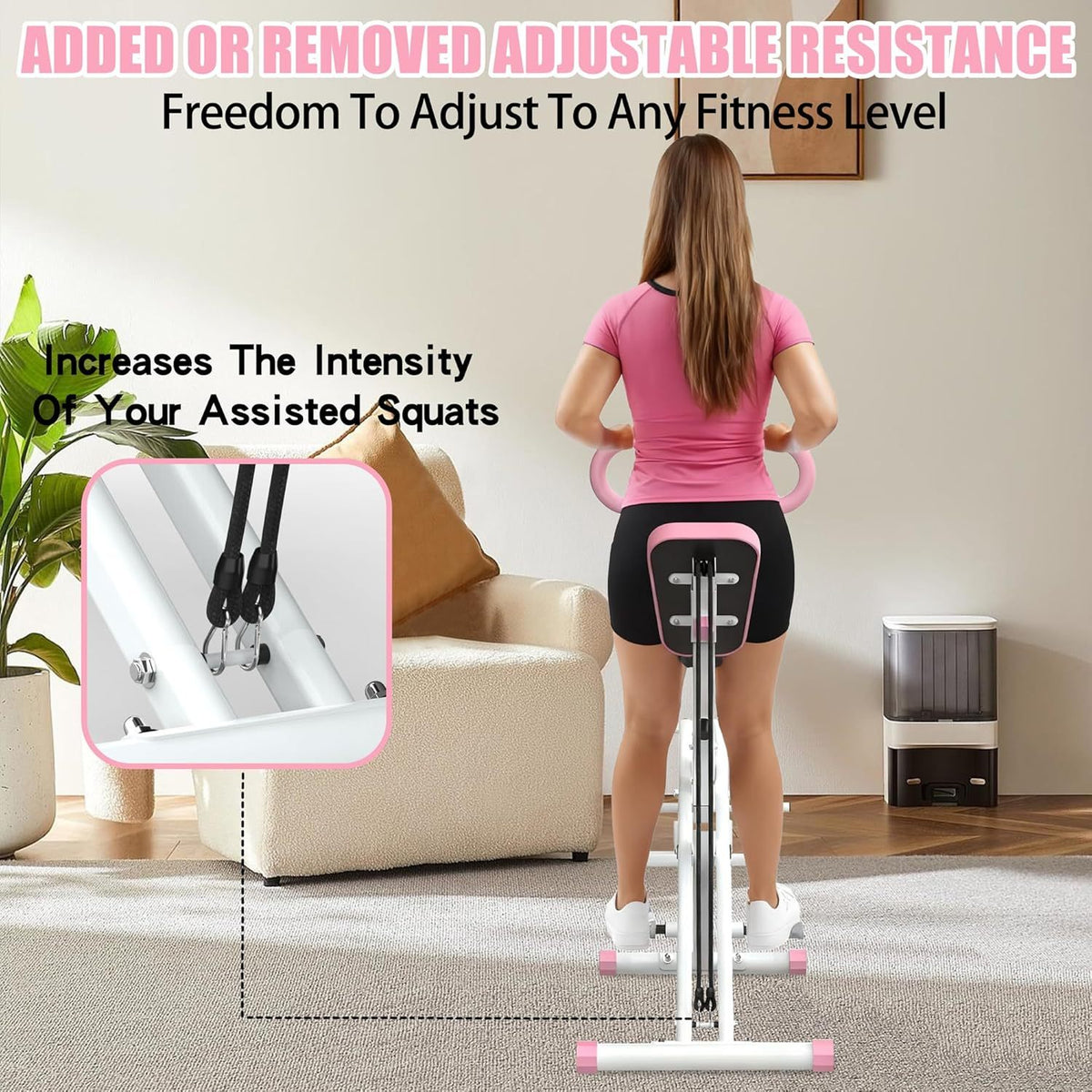 Foldable Assisted Squat Trainer with Resistance Bands detail image 3